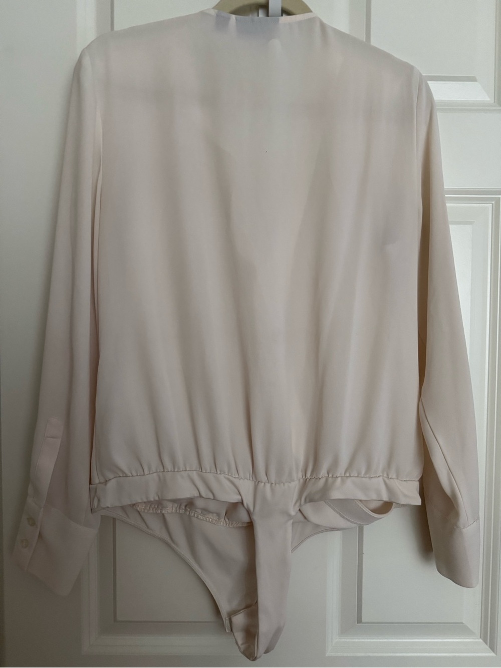New York & Company Light Cream Long Sleeve Bodysuit